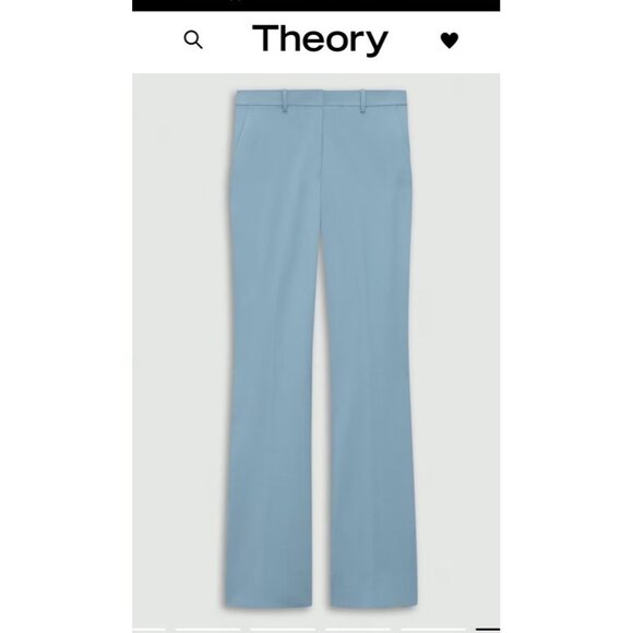 Theory Treeca Good Wool Pants Stone Blue Slim Flare Dress Trousers Size 0 NWT - Picture 3 of 12